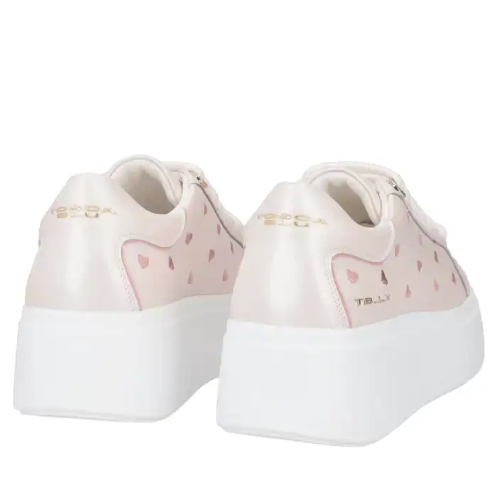 Clara – Leder-Sneaker in Rosa mit bestickten Herzen – Bild 3