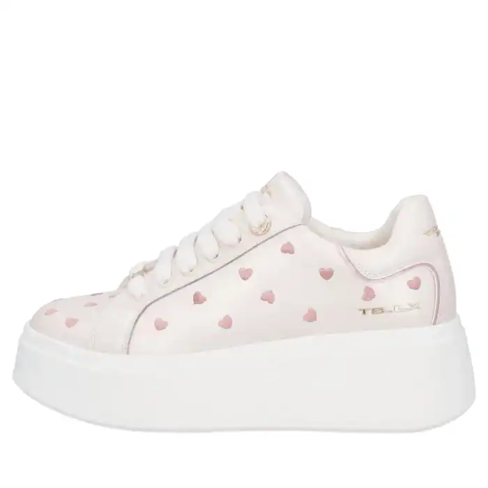 Clara – Leder-Sneaker in Rosa mit bestickten Herzen – Bild 2