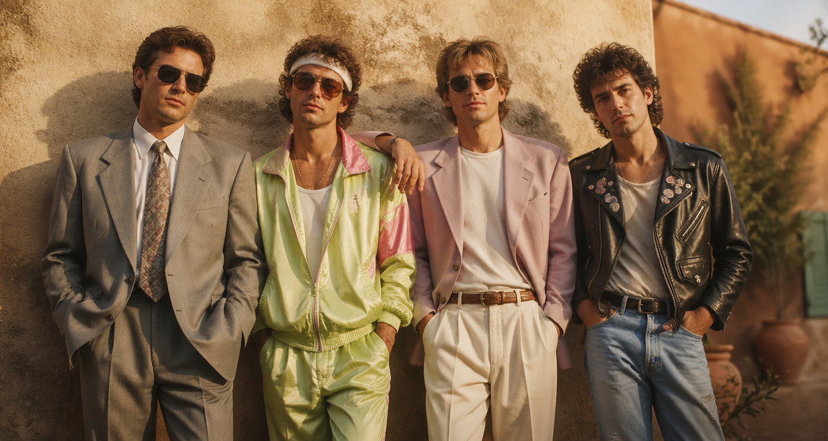 tenue année 80 homme quatre styles