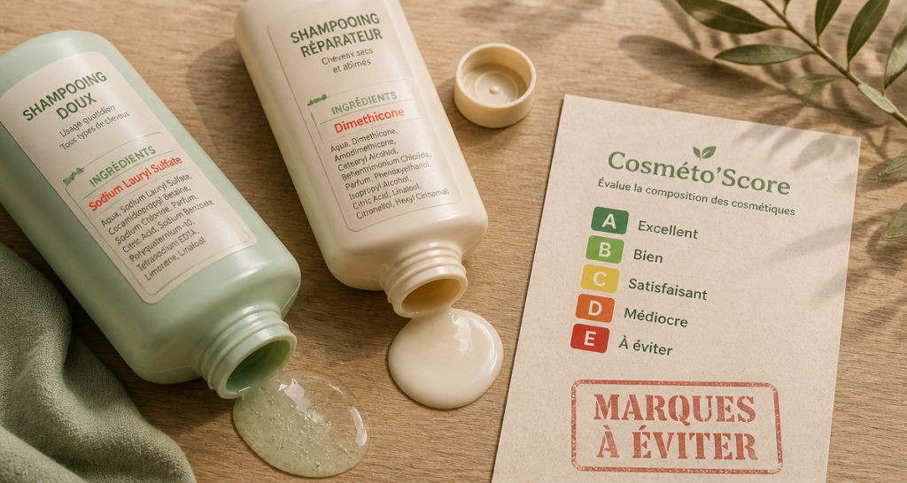 marque de shampoing à éviter avec ingrédients toxiques et fiche Cosméto'Score