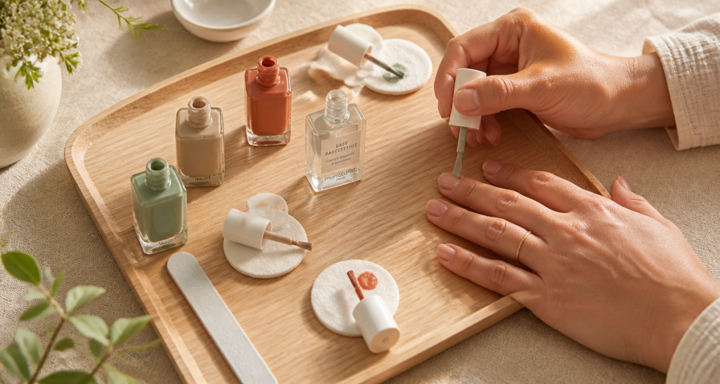 meilleur vernis à ongles flacons teintes douces application