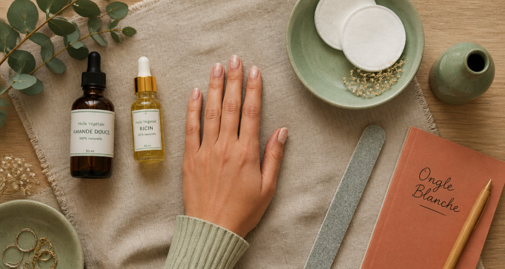 Main avec ongle blanche et taches, soins naturels