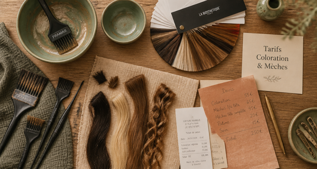 tarif couleur et mèches outils et devis salon