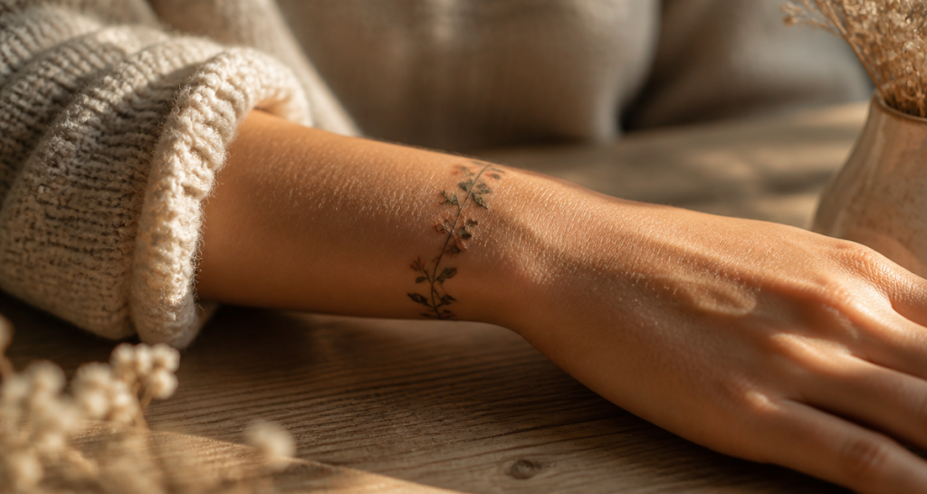 tatouage bracelet poignet femme discret floral minimaliste