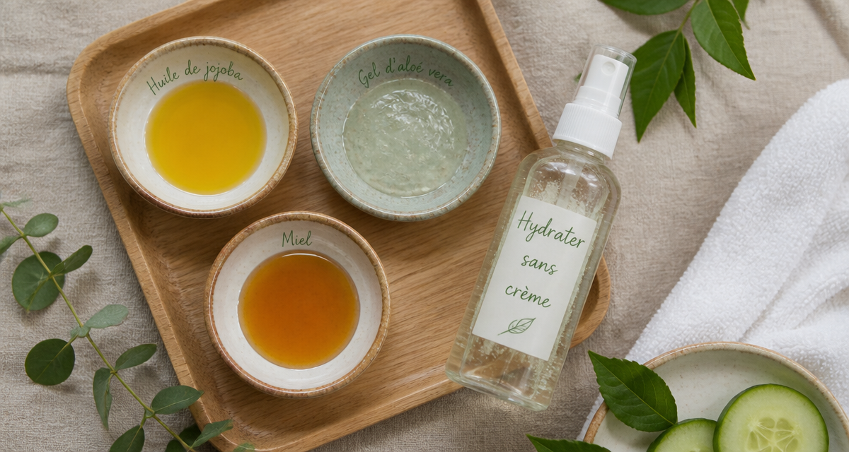 comment hydrater sa peau sans crème plateau huiles aloe miel