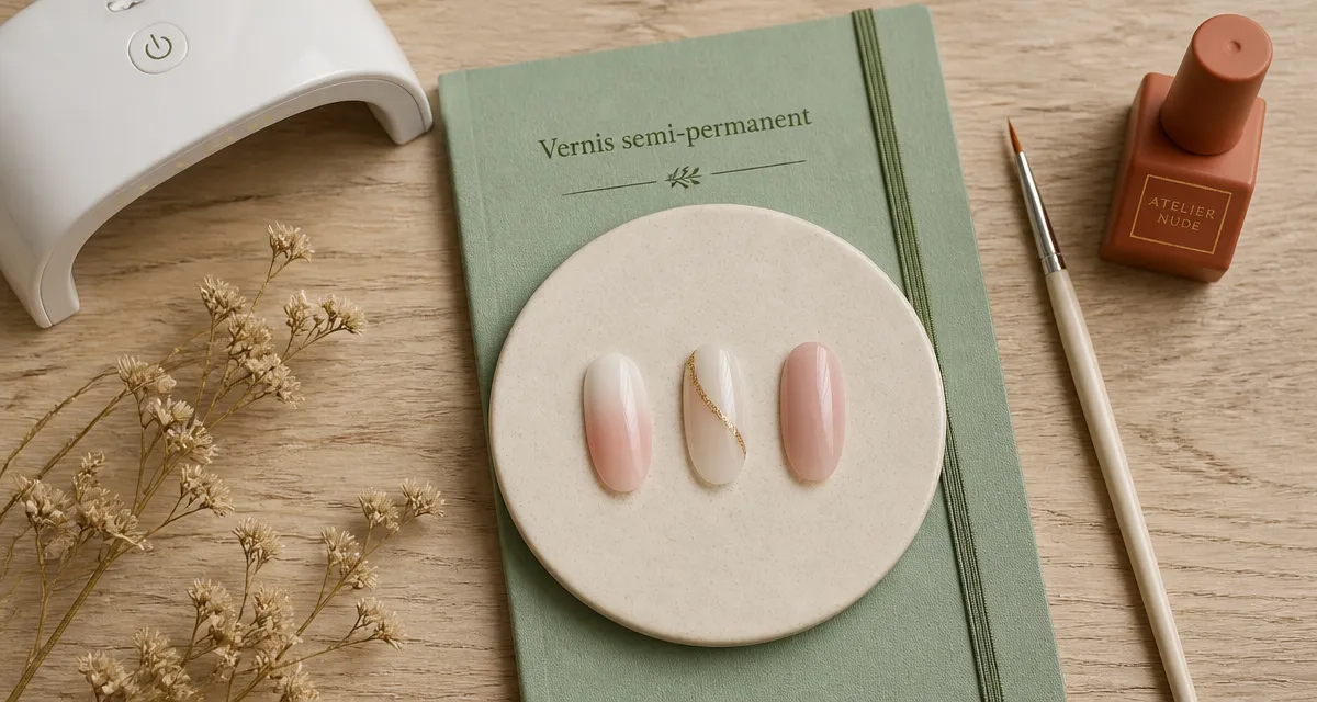Modèle vernis semi permanent : designs tendance, effet brillance miroir sur ongles