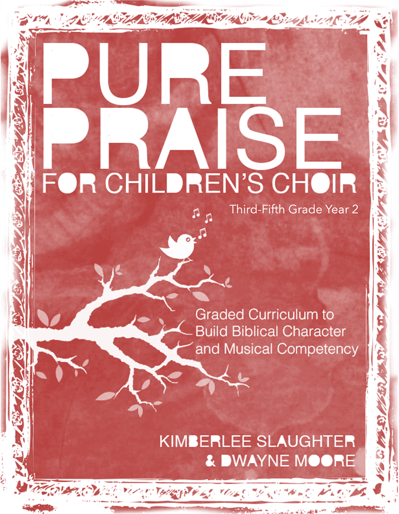 Children's choir curriculum cover with tree and bird design, promoting biblical character and musica.