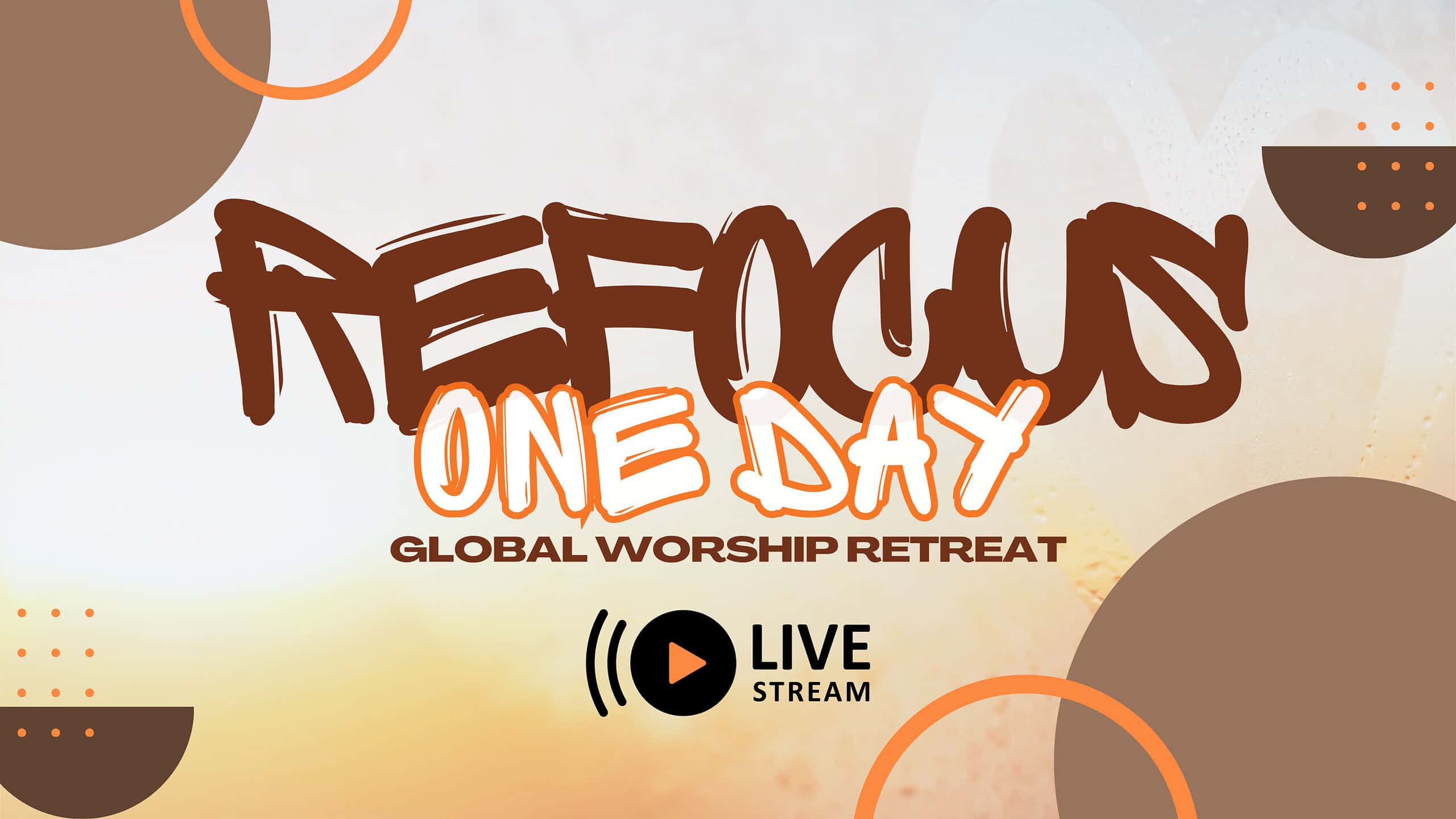 Vibrant graphic promoting global worship retreat.