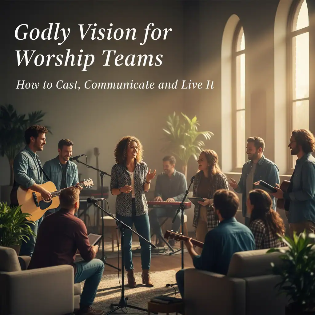 Engaging worship team practice session with musicians and singers in a bright, uplifting church setting for effective worship.