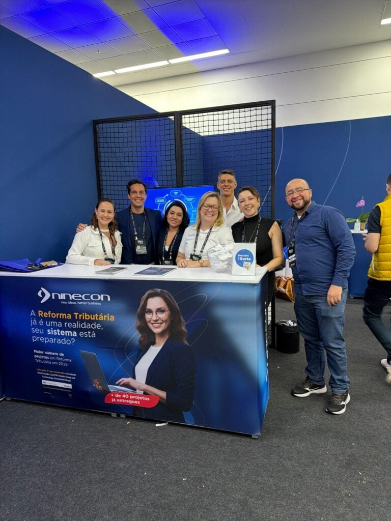 Ninecon no Tax Summit 2026: presença, palestras e os aprendizados sobre reforma tributária e tecnologia fiscal 4 A presença da Ninecon no estande Synchro