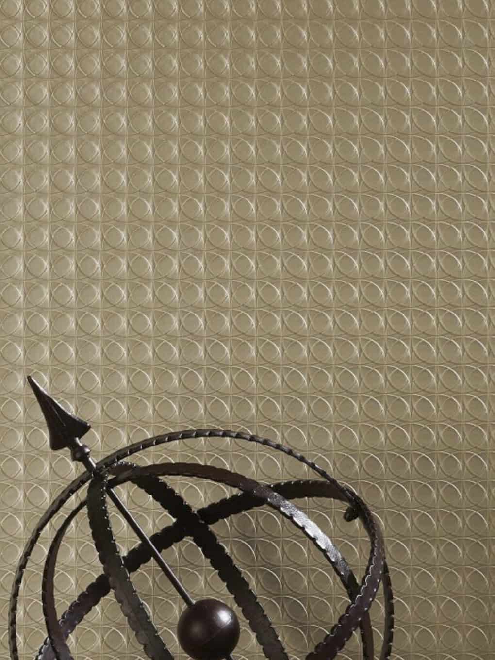 Elegant beige wall tiles with a geometric circular design for stylish interior decor.