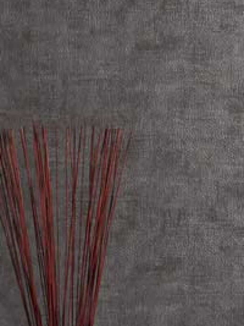 Gray textured wall with red decorative sticks for contemporary home decor accents.