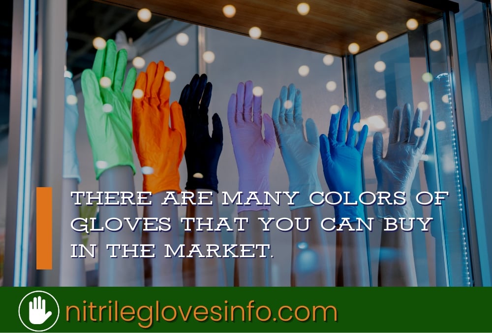 Assorted colored nitrile gloves. Many colors available for food service.