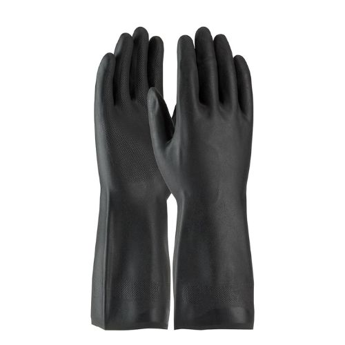 Pair of black nitrile gloves for lab work.