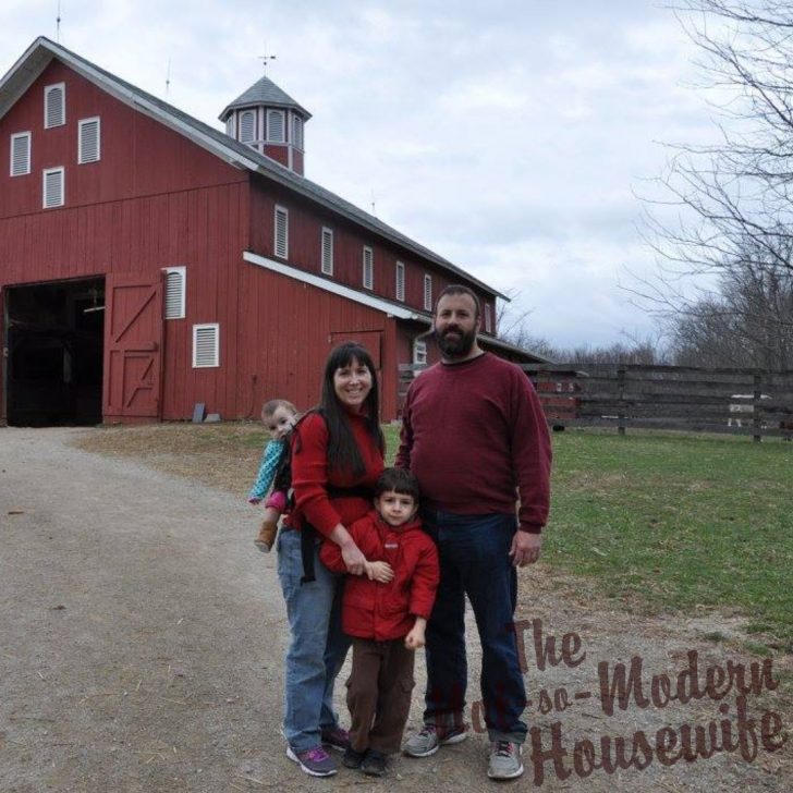 4 Big Reasons Why I Chose to Become a Homesteader | The Not so Modern Housewife homesteading family standing in front of red farm barn - why I chose to become a homesteader