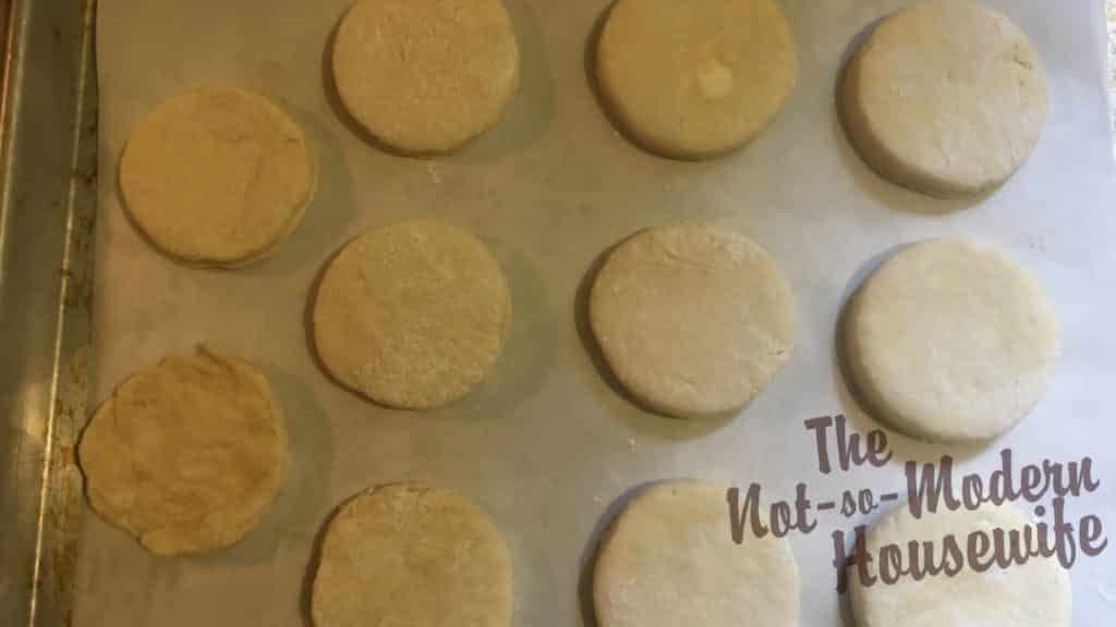 Easy Buttermilk Biscuits w/ Sweet Honey Butter | The Not so Modern Housewife Easy Buttermilk Biscuits on baking pan