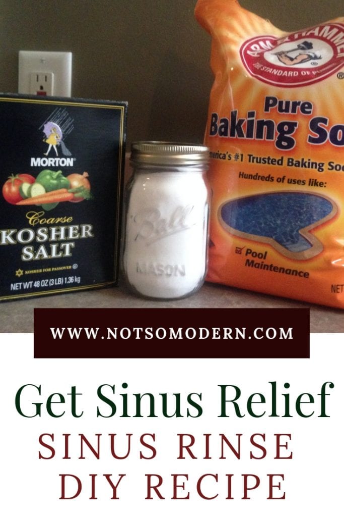 Get Sinus Relief with this DIY Sinus Rinse Recipe | The Not so Modern Housewife Get sinus relief - Sinus rinse DIY recipe with non-iodine kosher salt and baking soda