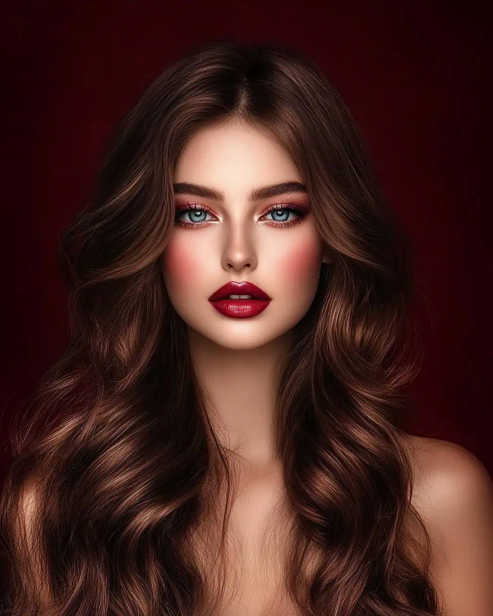 Burgunderrotes Lidschatten-Augen-Make-up