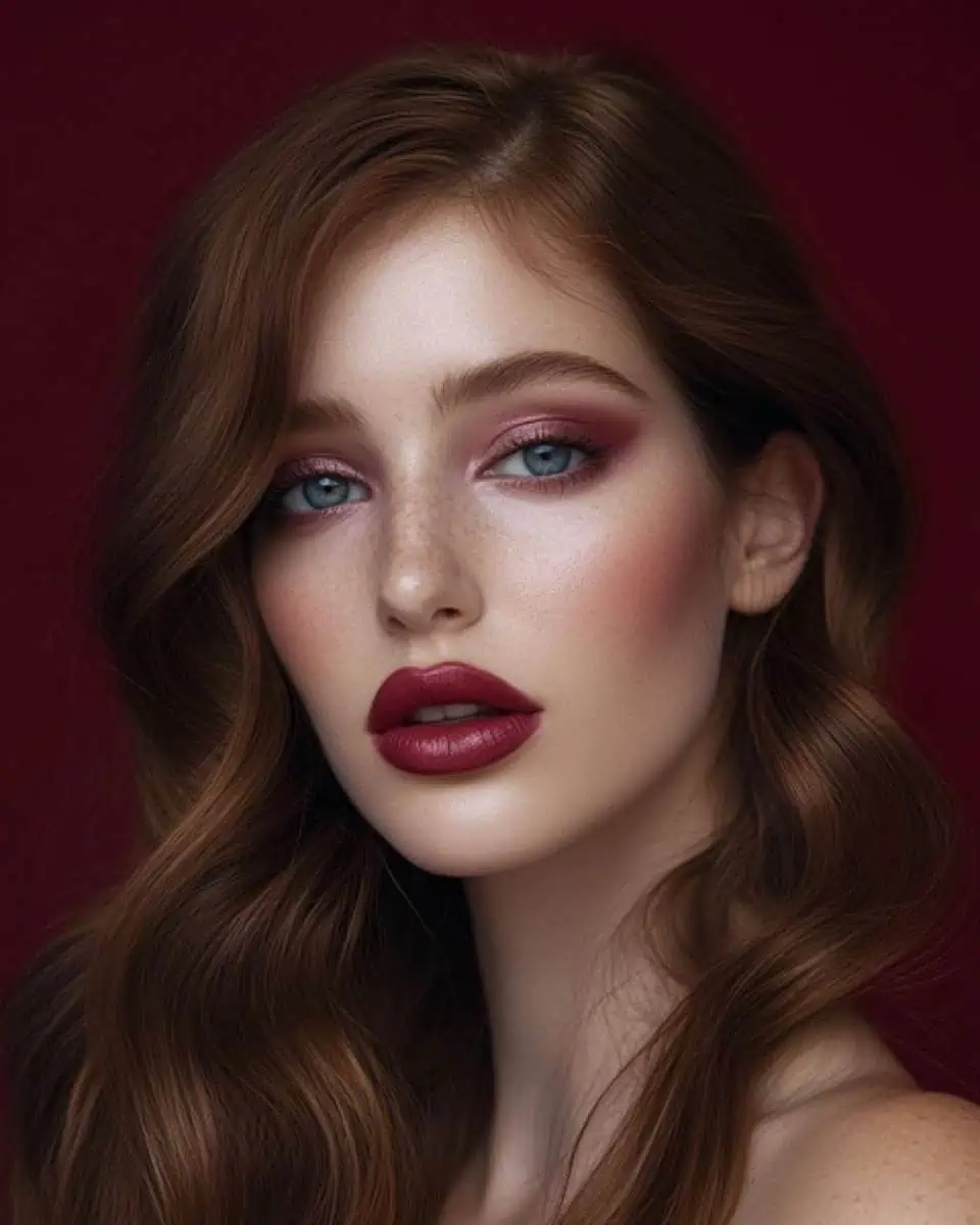 Burgunderrotes Make-up