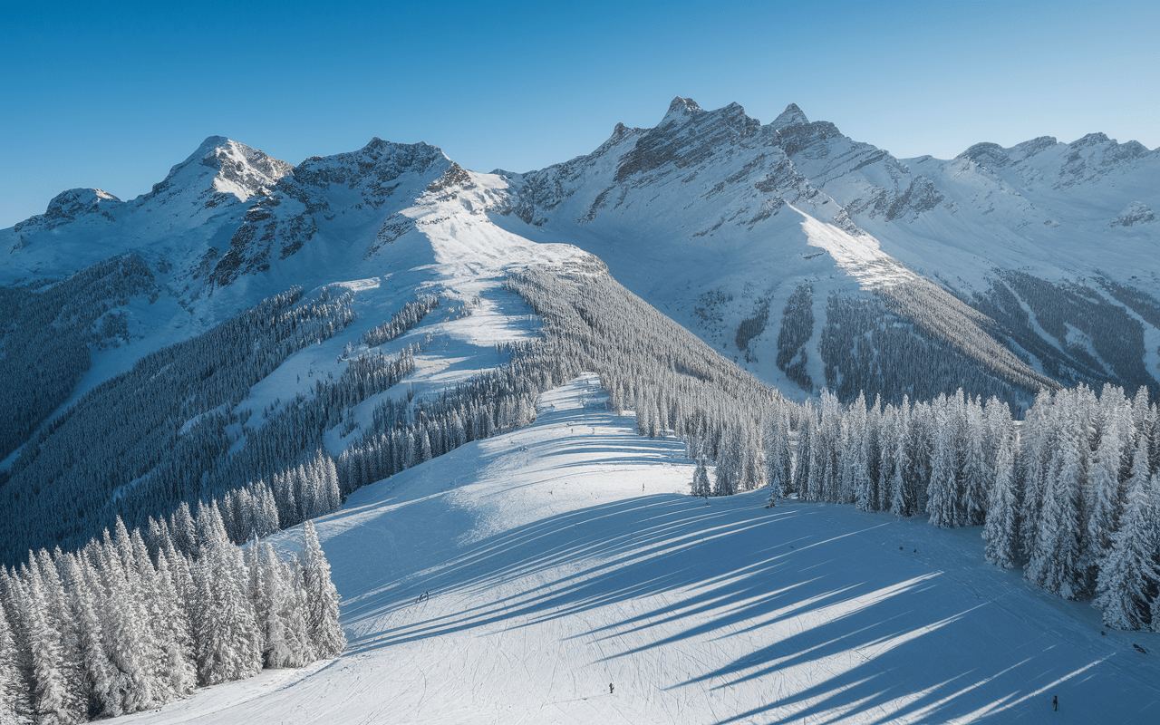 Pistes de ski alpines vue panoramique