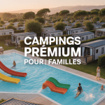 Vue aérienne camping Capfun luxe piscine toboggans