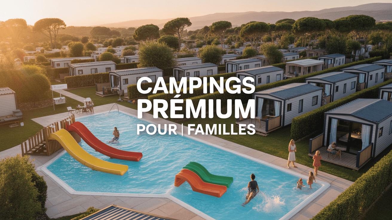 Vue aérienne camping Capfun luxe piscine toboggans