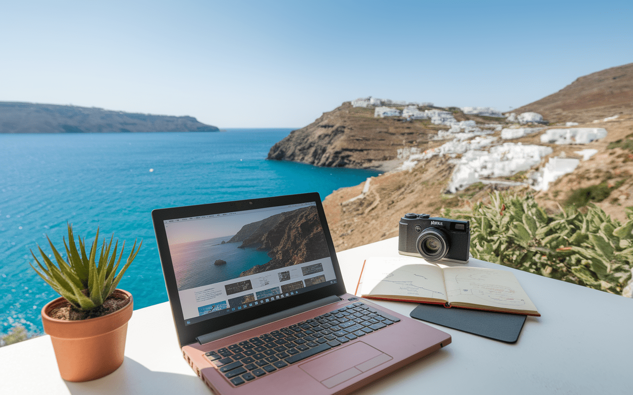 Blog Destination Med Blog sur ordinateur vue mer