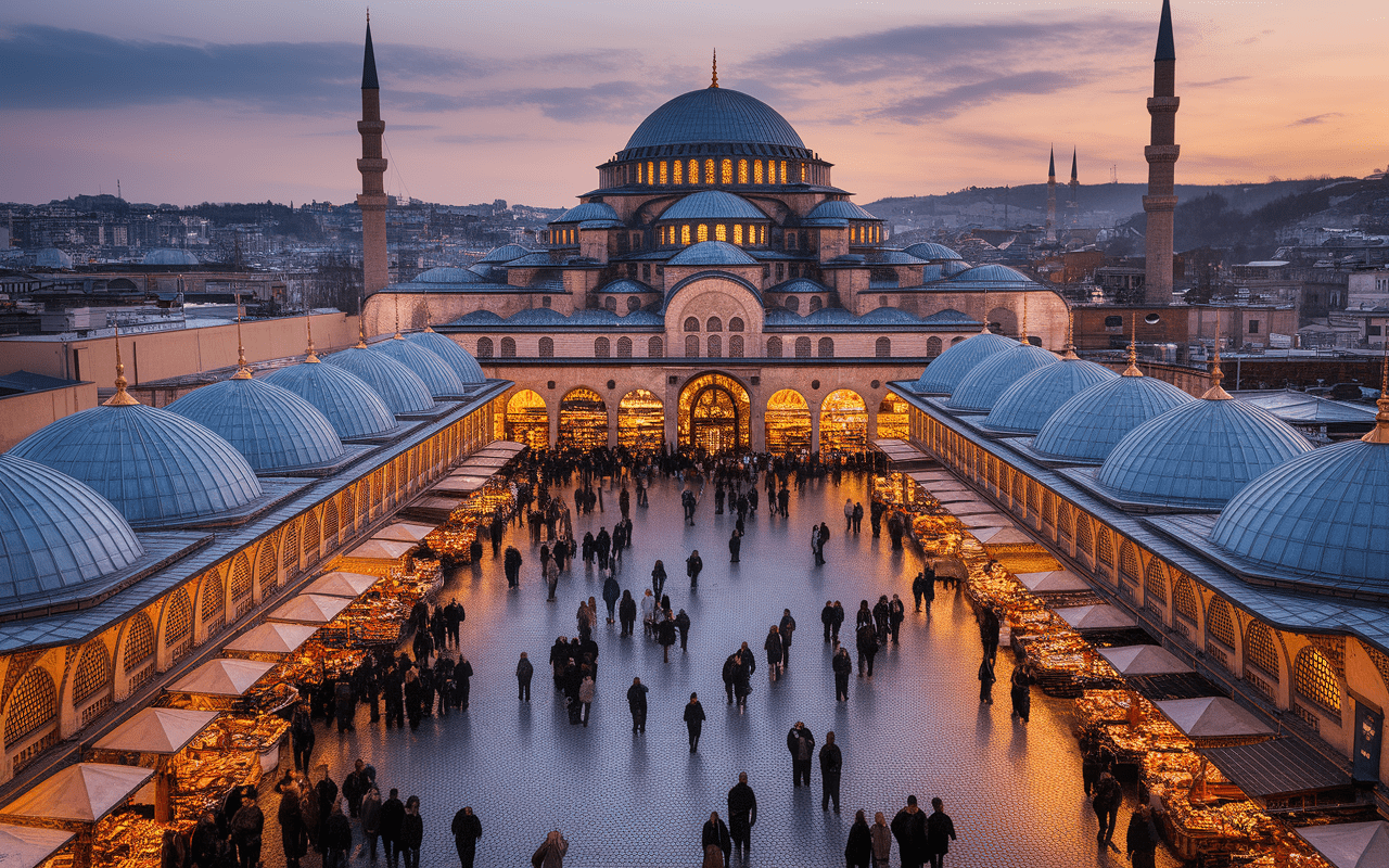 Panorama du Grand Bazar d'Istanbul, architecture ottomane et dédale commercial