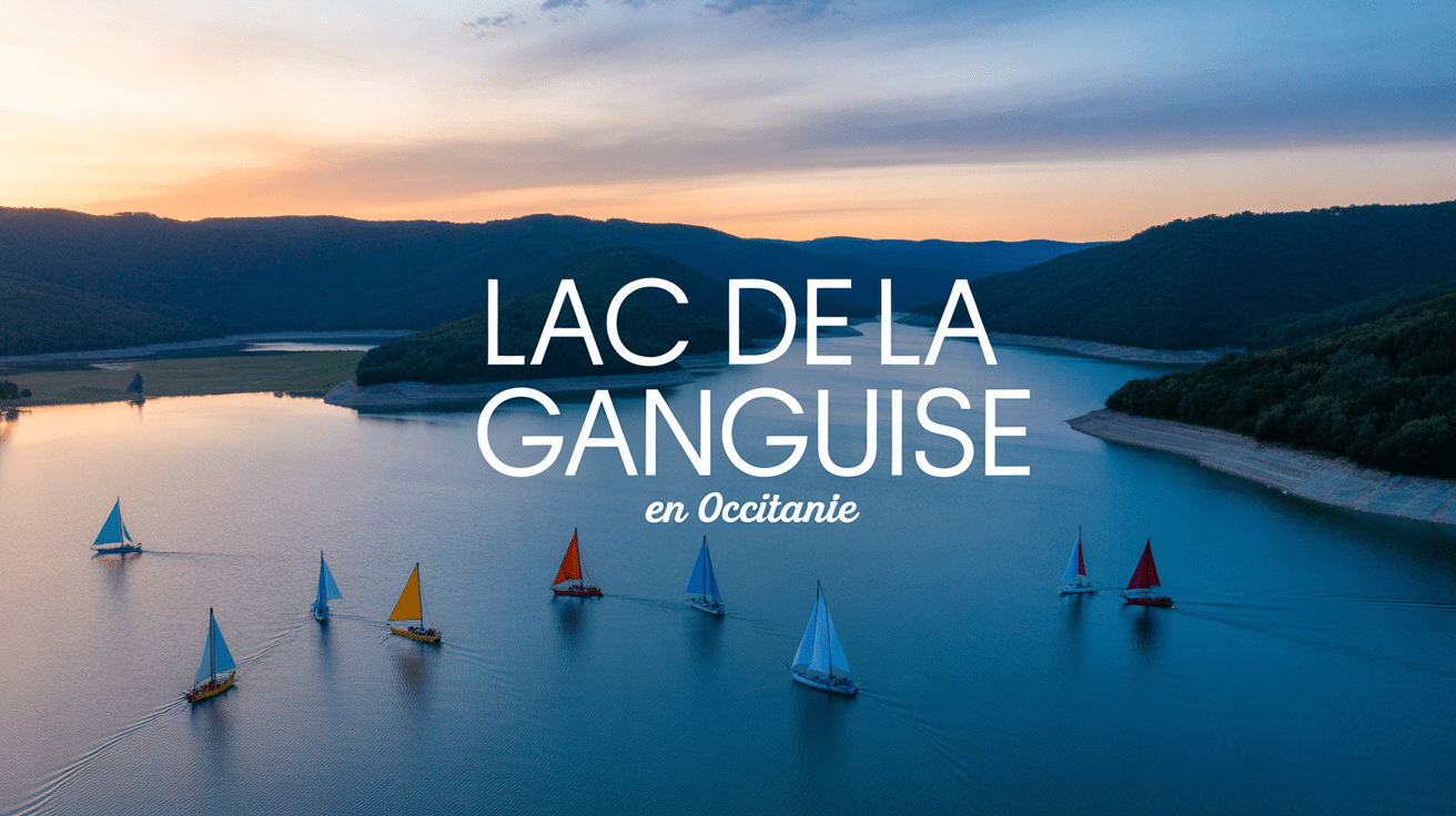 Vue panoramique du lac de la Ganguise avec voiliers