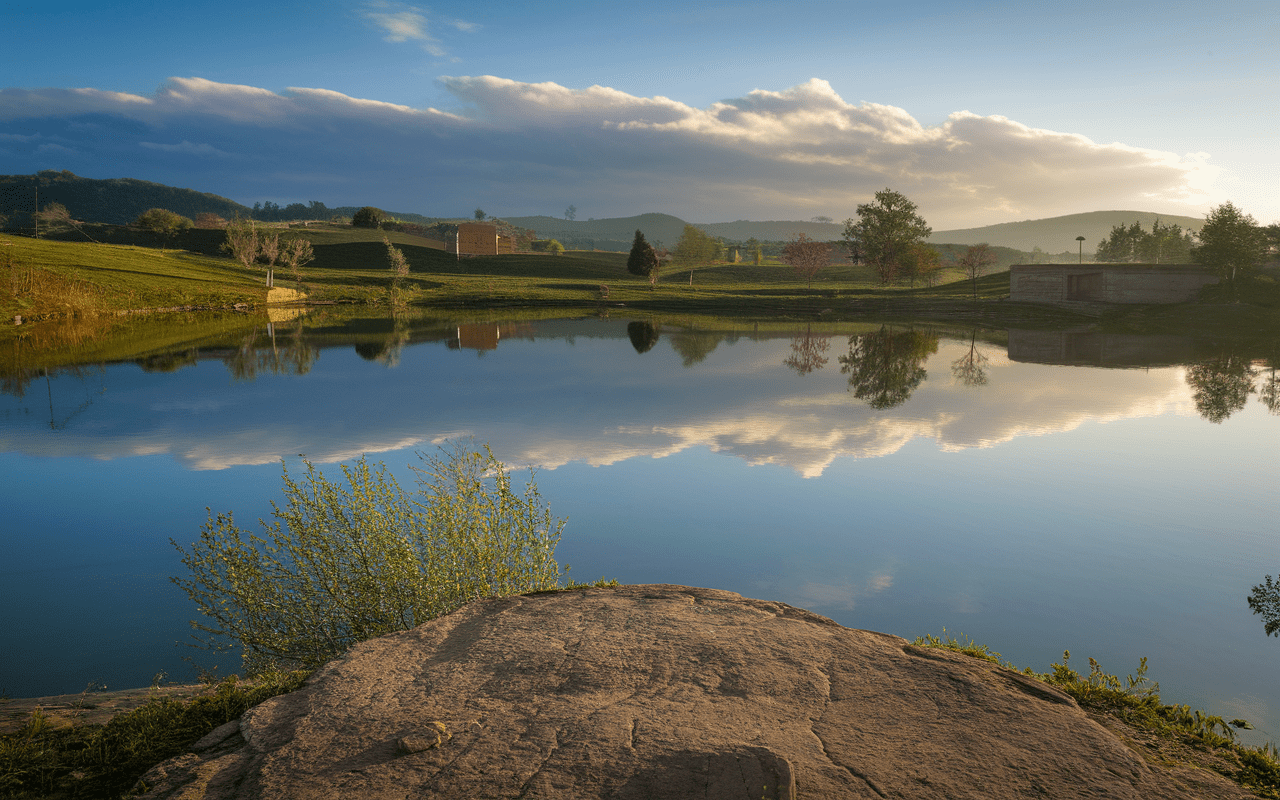 Lac artificiel de la Ganguise avec paysage authentique