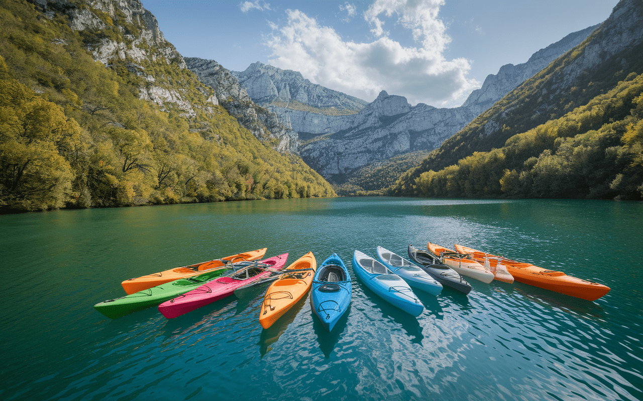 Kayaks et bateaux sur le lac d'Esparron