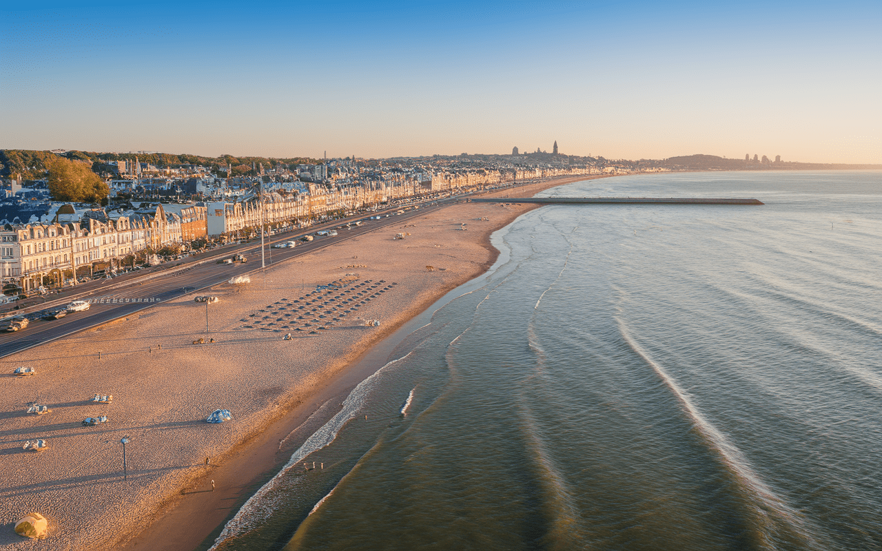 Plage du Havre vue du ciel, liaison ville et océan
