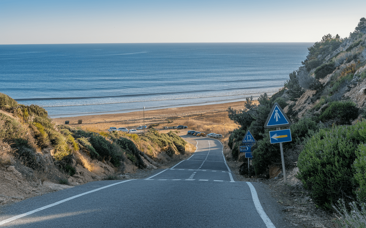 Route d'accès Plage de l'Escalet parking sentier