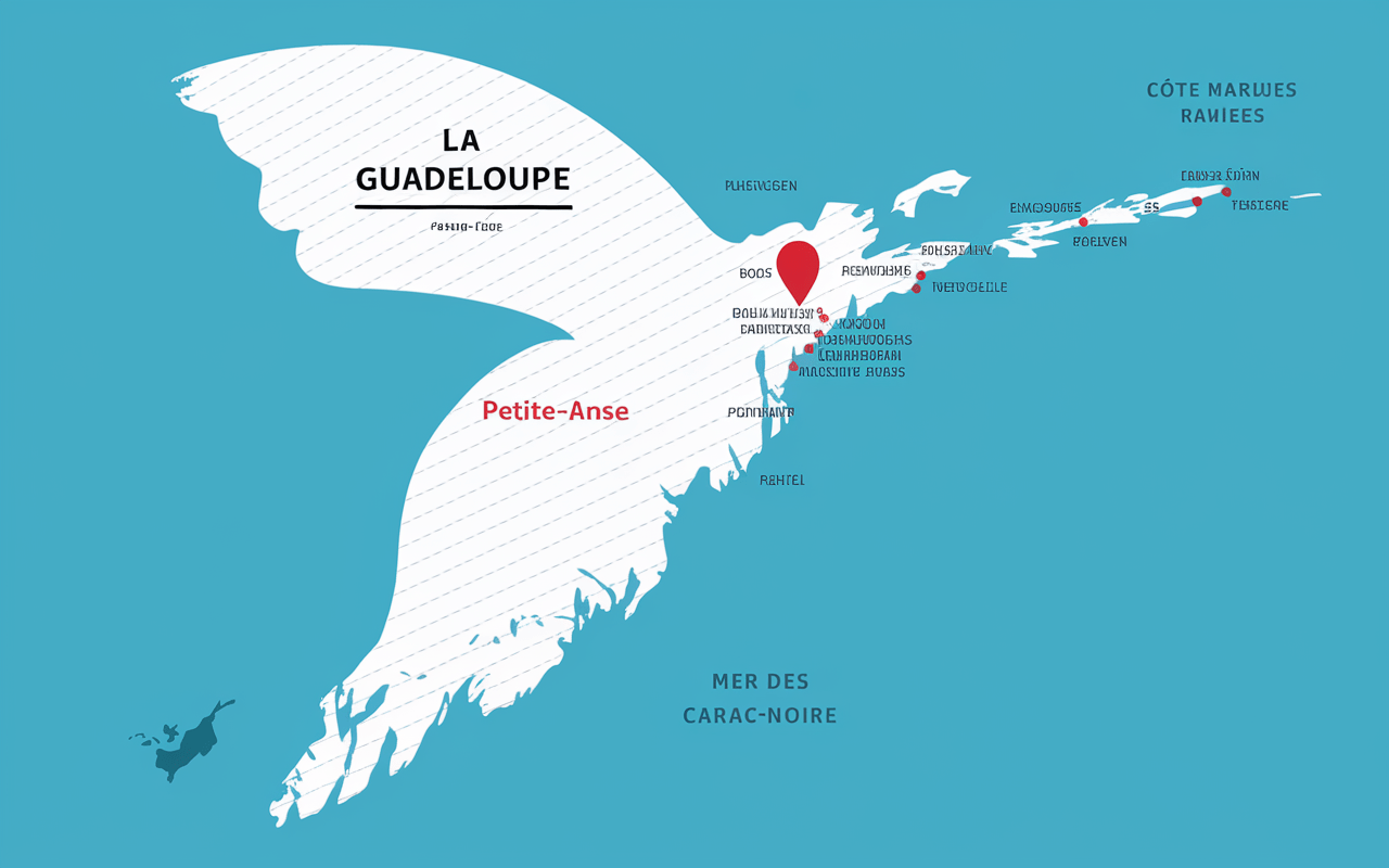 Carte de la plage de Petite Anse en Guadeloupe