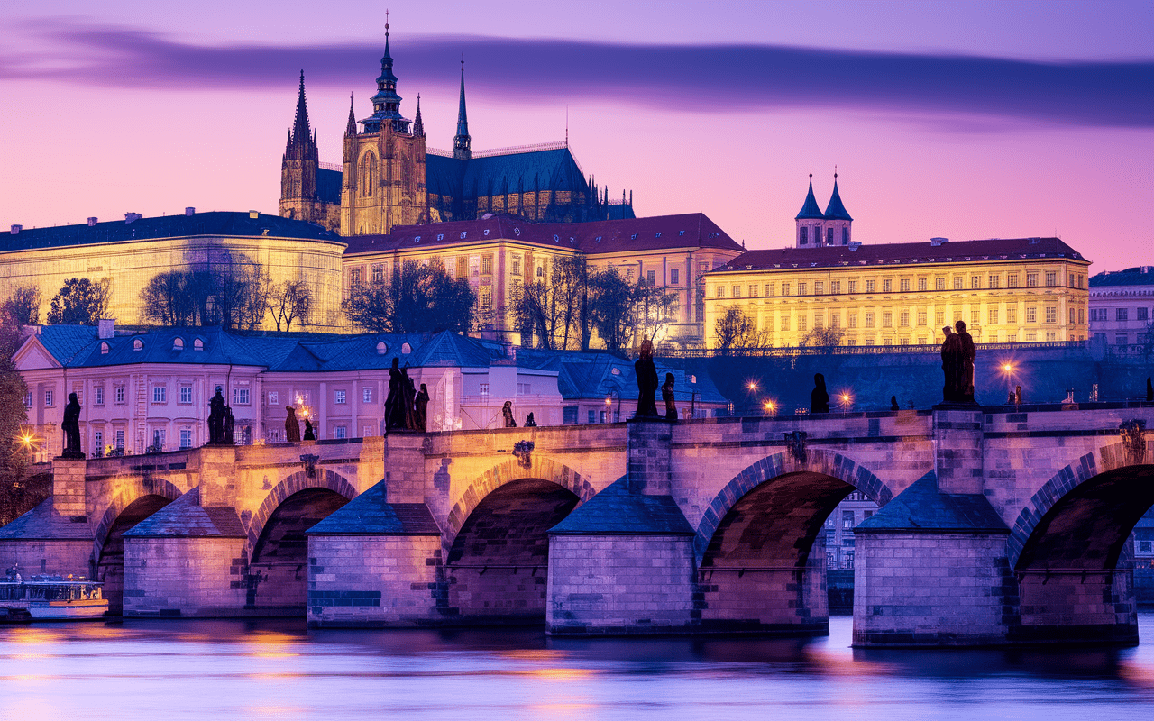 Monuments emblématiques de Prague : Château, Pont Charles, horloge