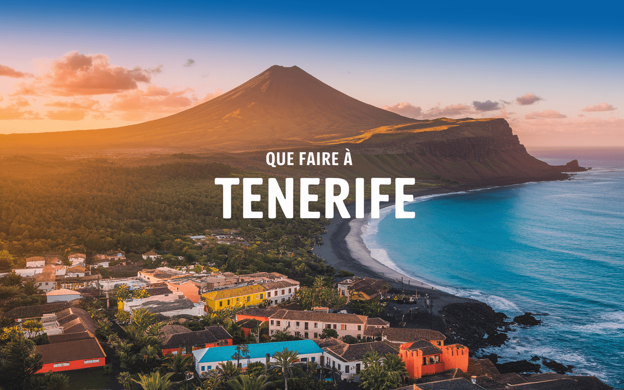 Vue panoramique de Tenerife avec Teide, plages et villages