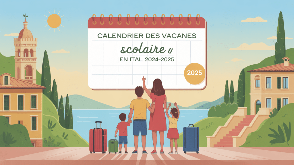 Famille italienne avec calendrier des vacances scolaires