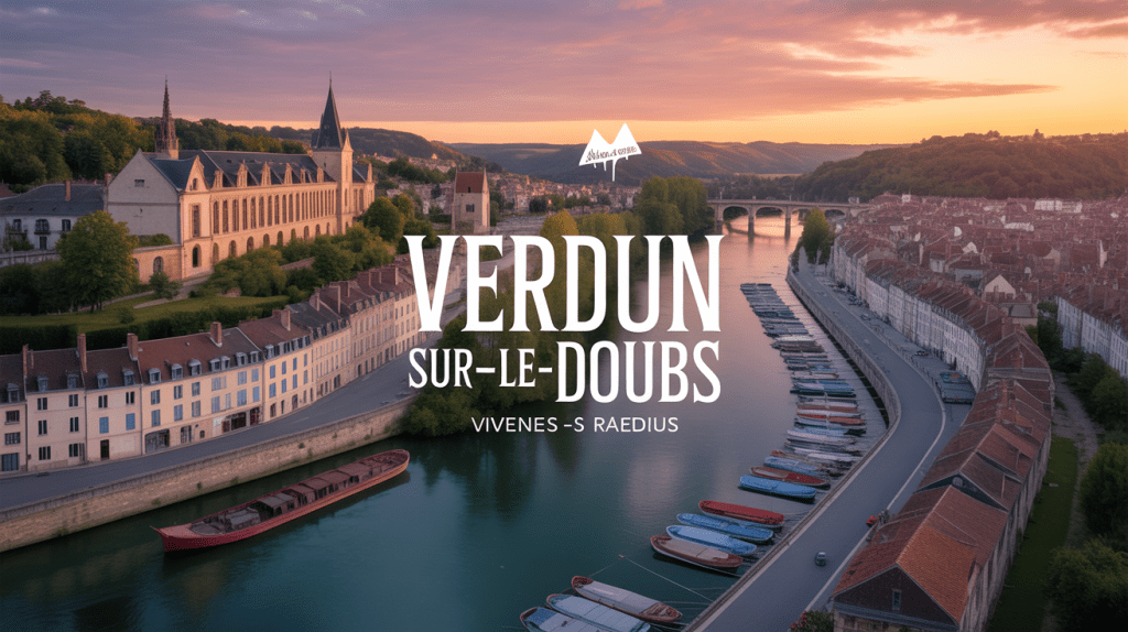 Vue panoramique de Verdun-sur-le-Doubs et ses rivières