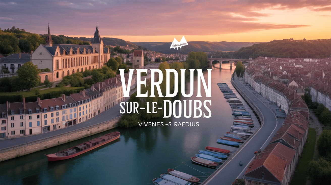 Vue panoramique de Verdun-sur-le-Doubs et ses rivières