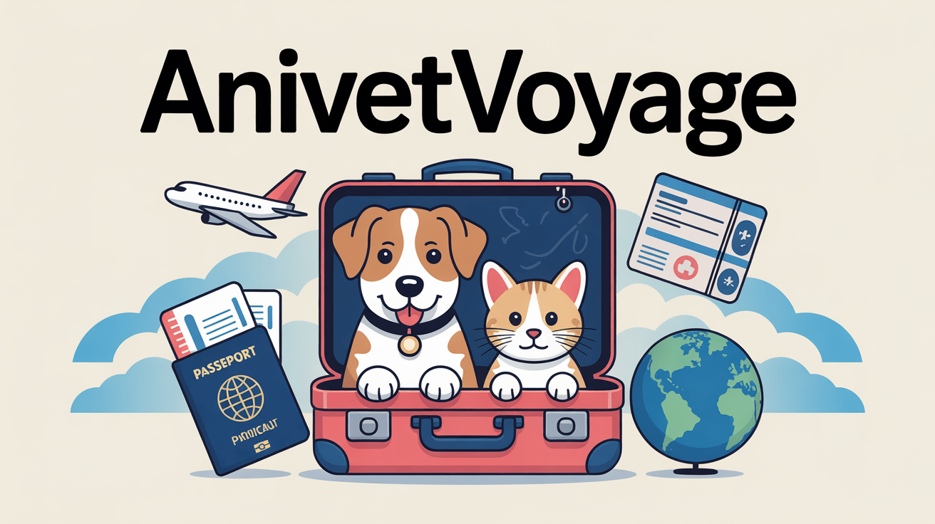 illustrationchienchatvaliseurleavionanivetvoyage