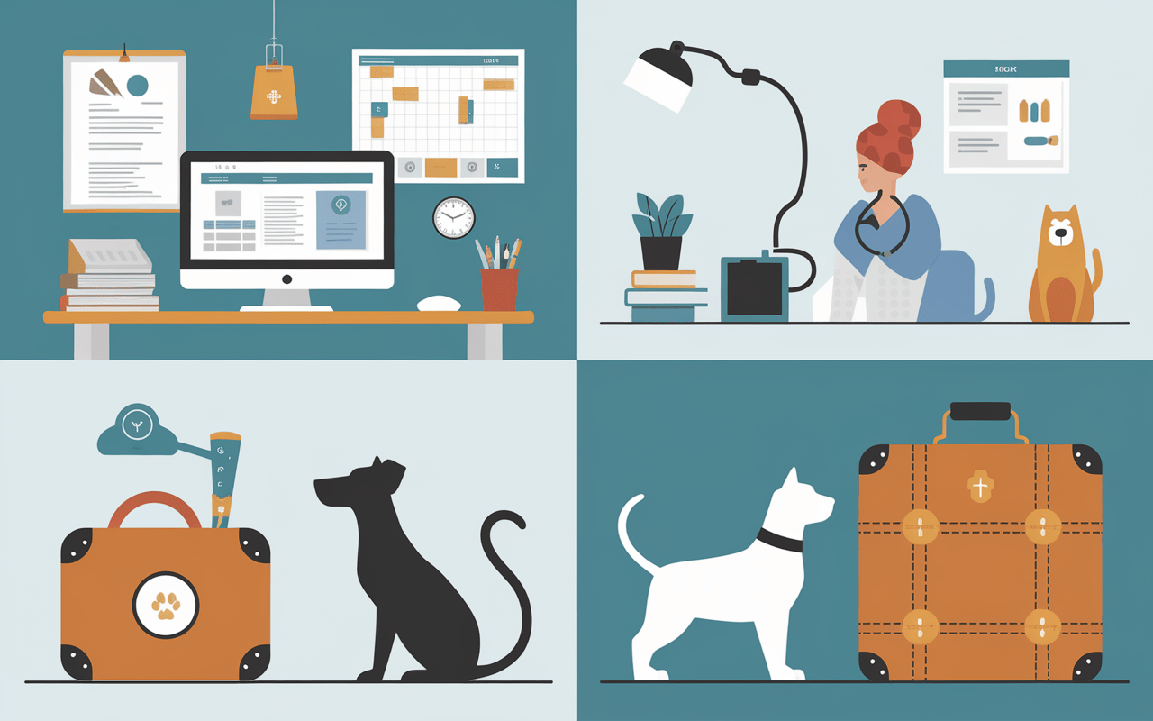 illustrationbureauxveterinairevaliseanivetvoyage