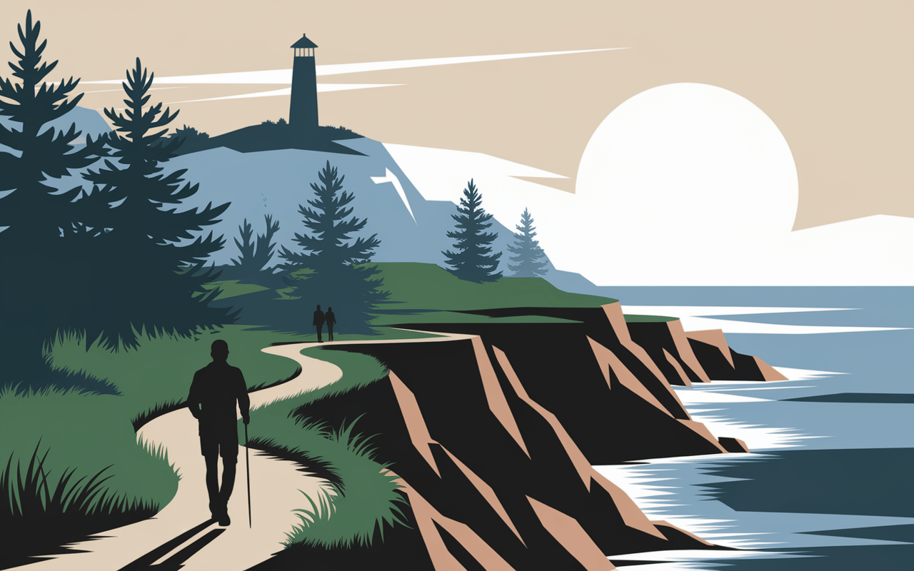 Randonnée sur le sentier côtier de Beg Meil le long des falaises