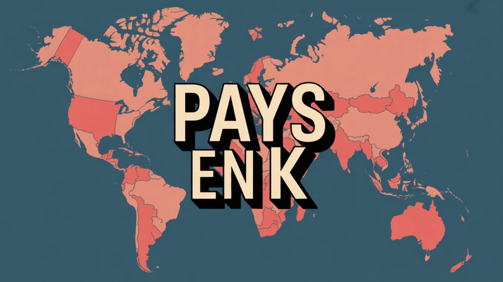 carte du monde avec pays en k en rouge