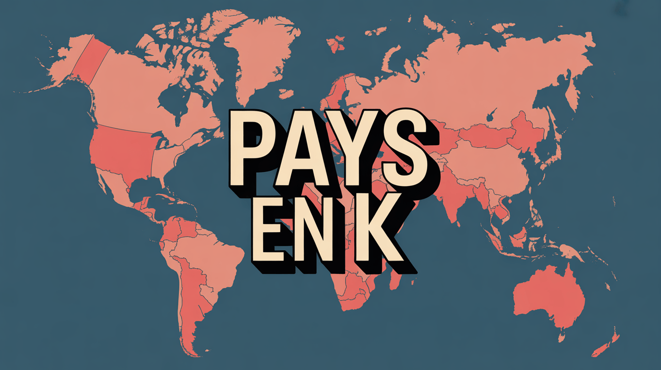 carte du monde avec pays en k en rouge