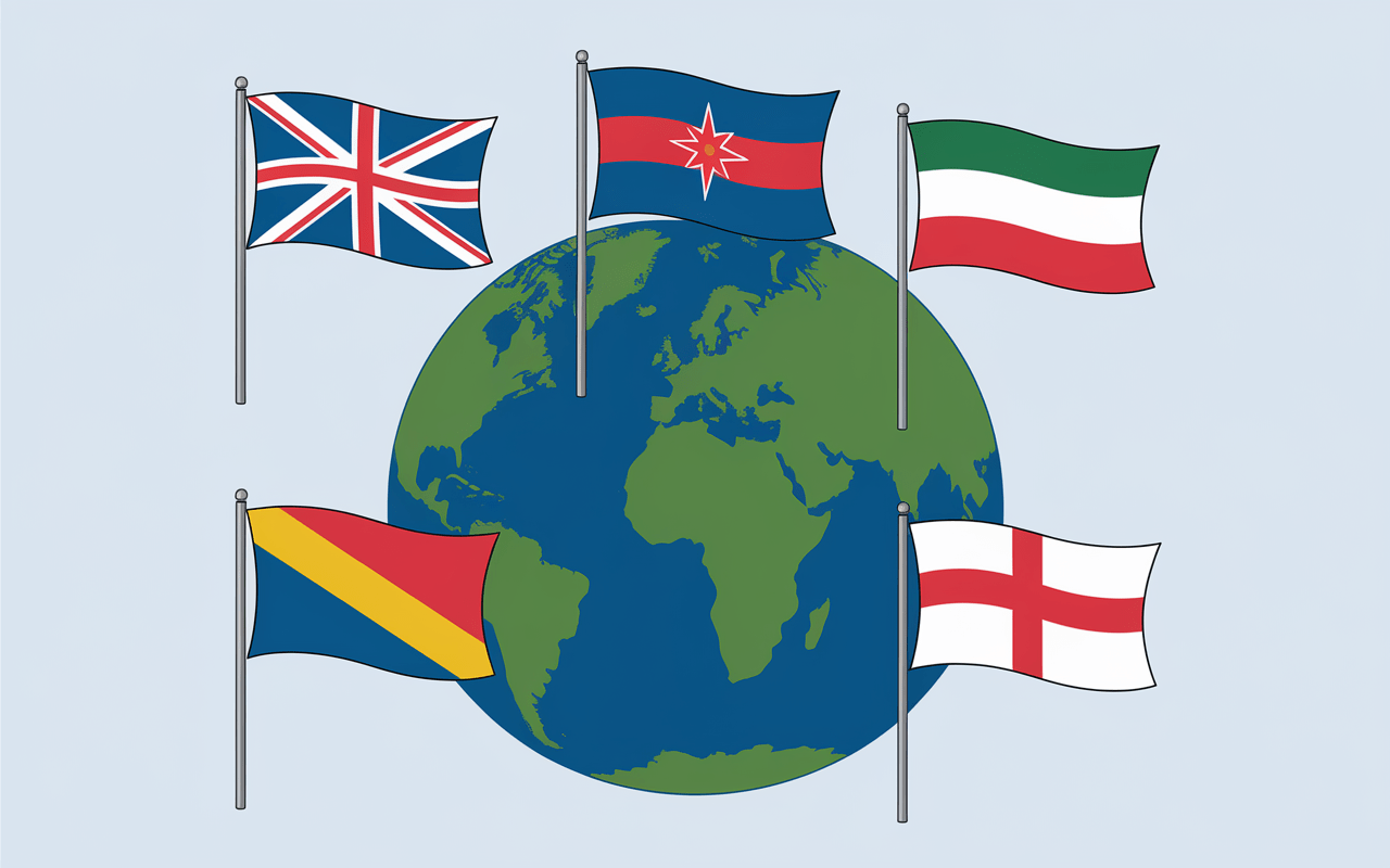 drapeaux des pays en k sur un globe