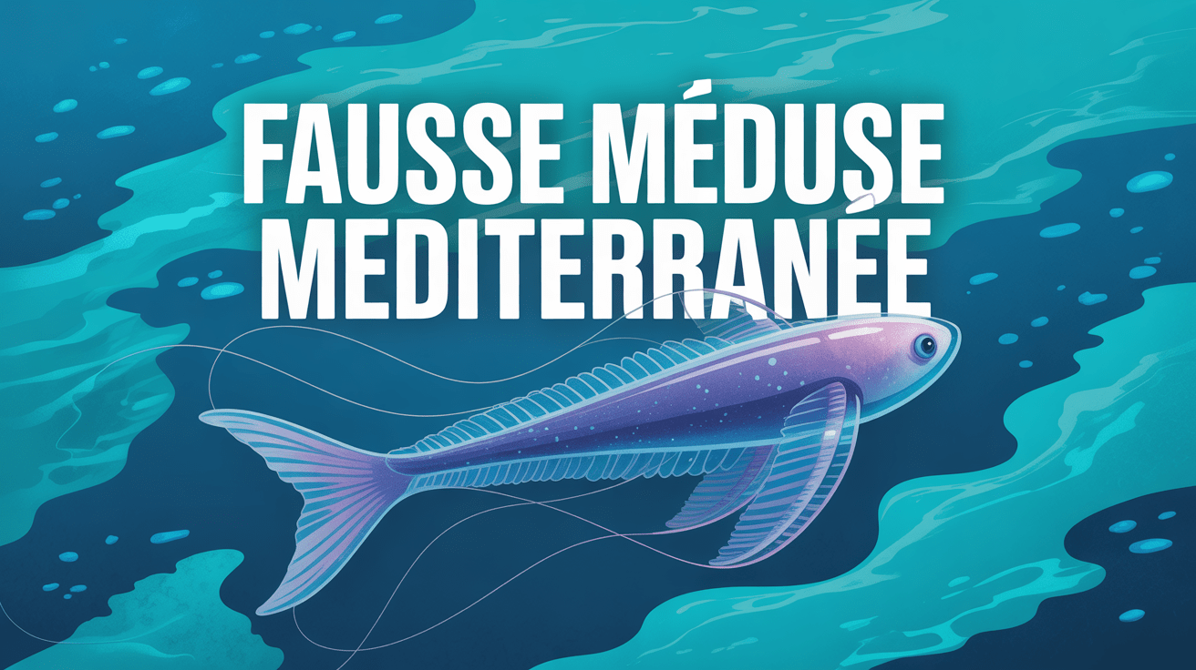 Illustration aerienne fausse meduse mediterranee eaux bleu turquoise