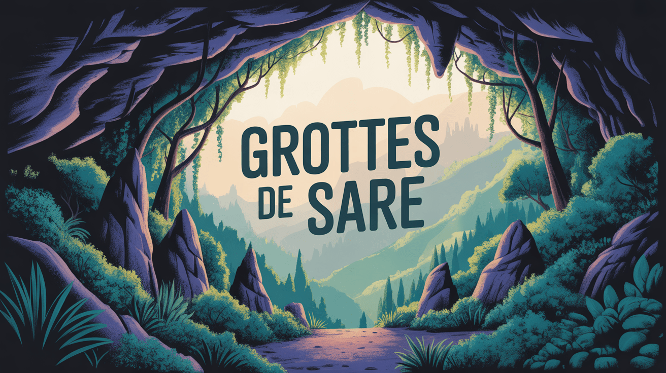 Entrée des grottes de Sare en paysage montagneux verdoyant