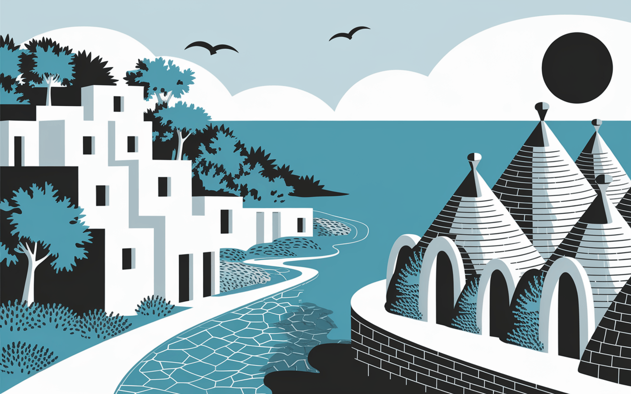 maisons blanches et trulli traditionnels dans les pouilles en italie