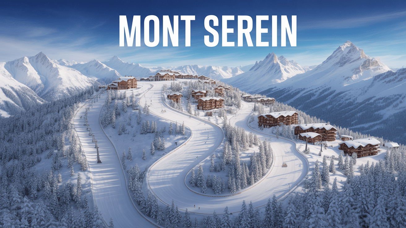 vue panoramique station de ski mont serein enneigée