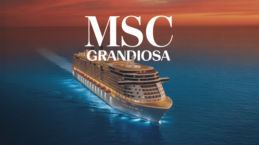 msc grandiosa paquebot majestueux sur mer coucher de soleil